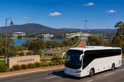 canberra bus hire with coach near parliament house