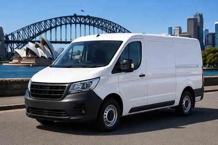 Hero banner image for the Van Hire Sydney page, showing van hire Sydney services for airport transfers, family trips, private events, corporate travel and group transport with driver.